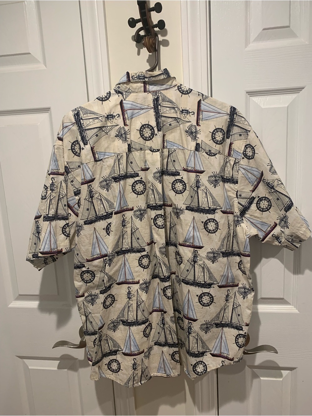 Men's Short-Sleeve Nautical Print Shirt perfect for summer events.